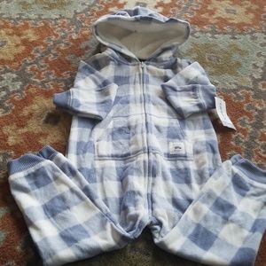 Bear Hooded Fleece Jumpsuit